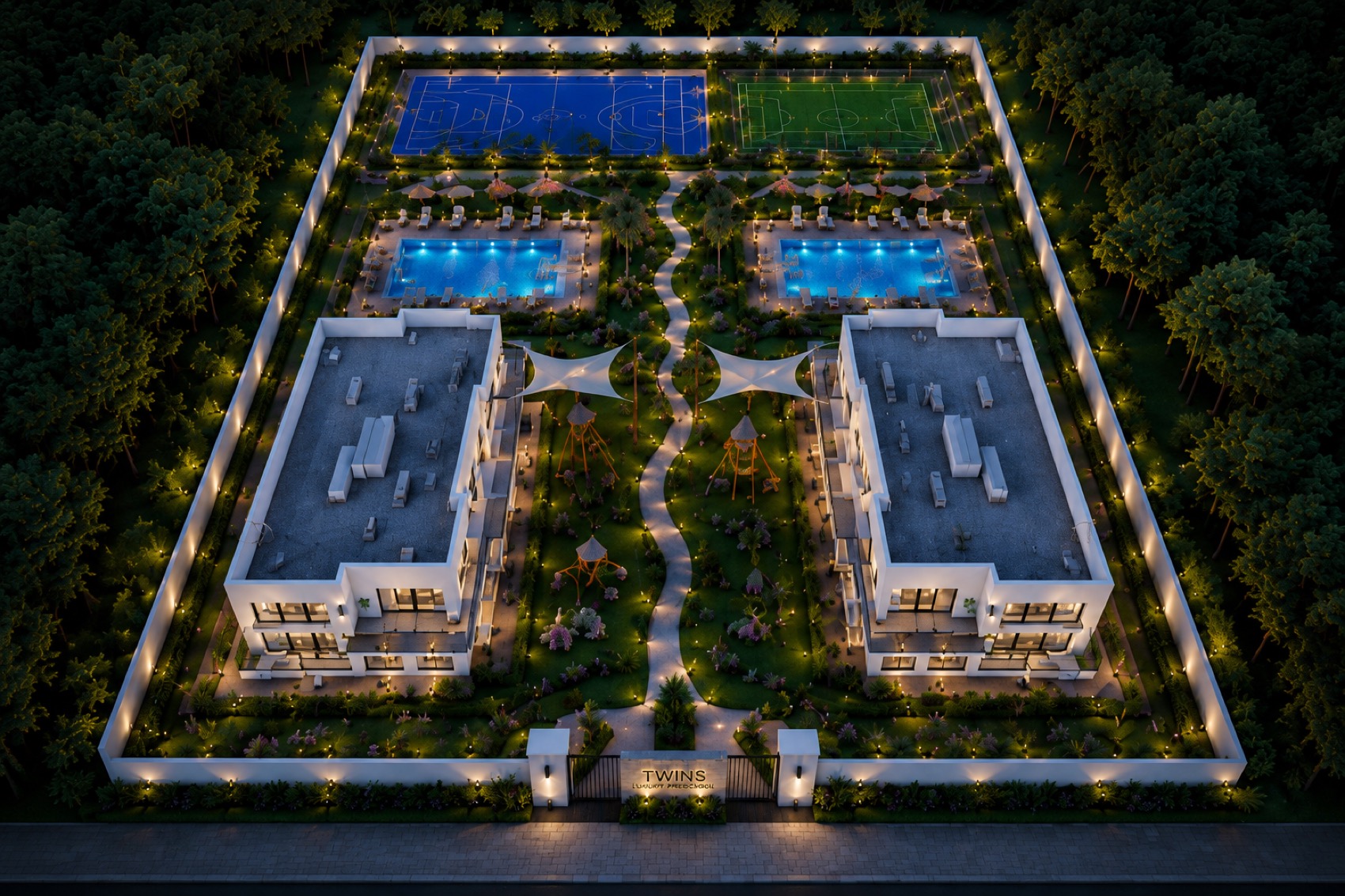 Twin campus aerial